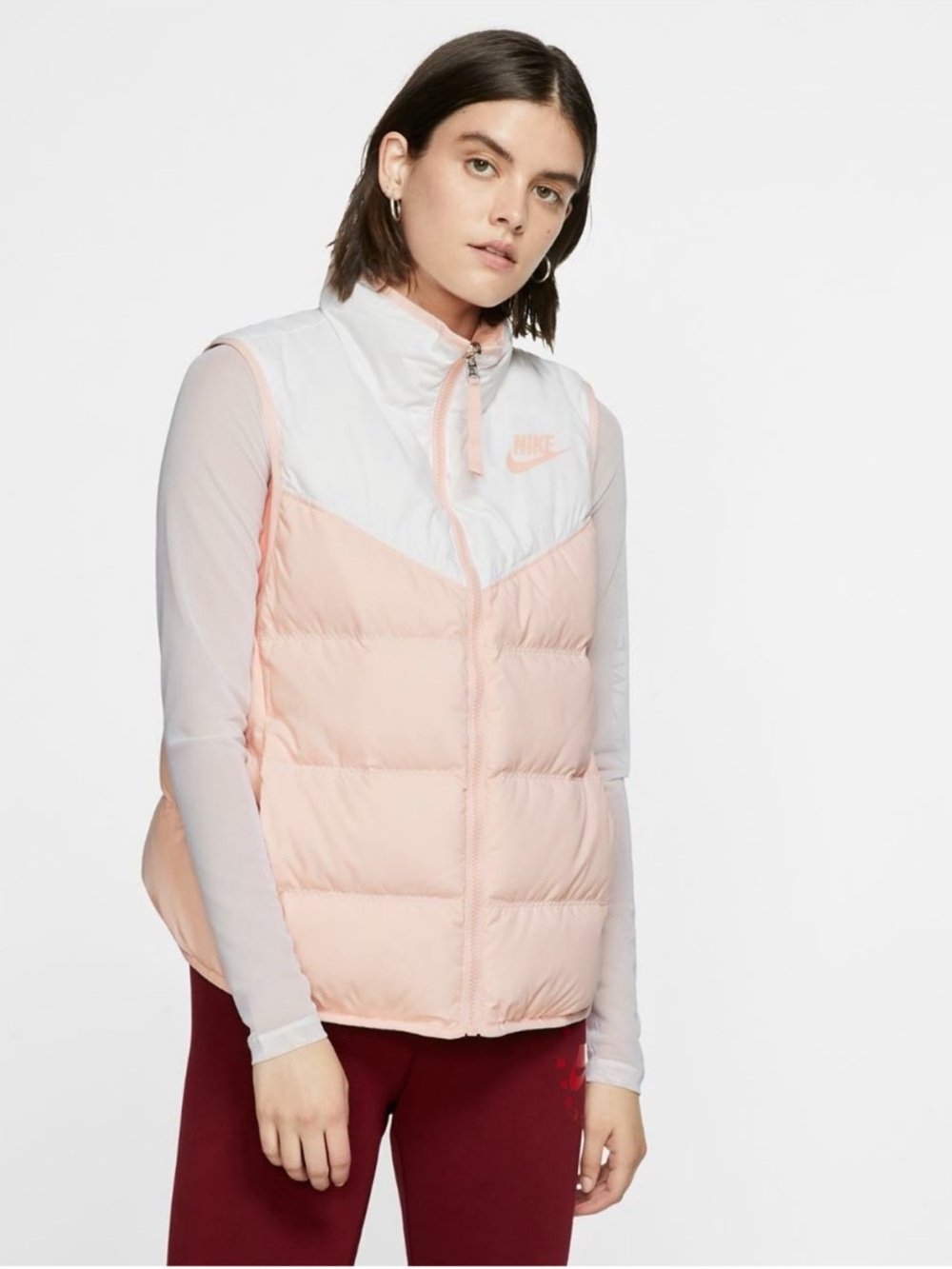 Reversible Nike Pink and White Quilted Puffer Vest